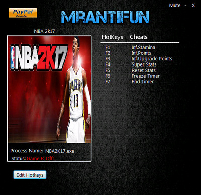NBA2K17 v1.08七项修改器MrAntiFun版