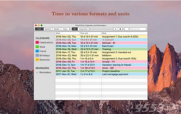 TimeTill for Calendar and Reminders for Mac