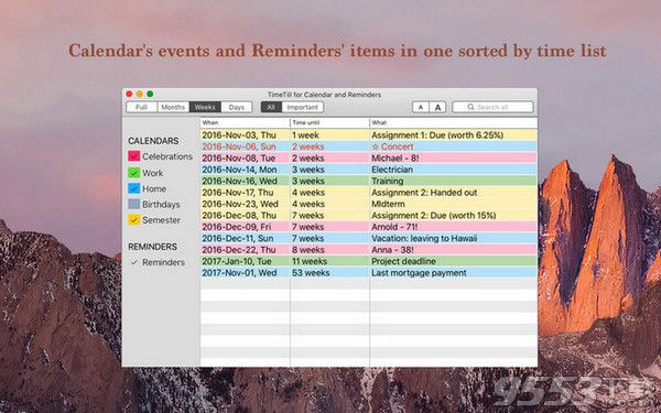 TimeTill for Calendar and Reminders for Mac
