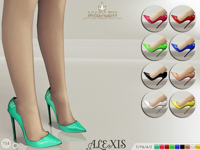 模拟人生4 v1.31女士Alexis时尚单色亮面高跟尖头鞋MOD