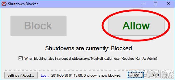 Shutdown Blocker(阻止电脑关机) v1.2.2绿色免费版