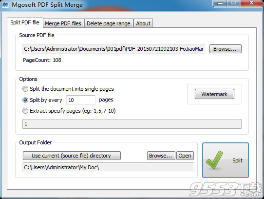 Mgosoft PDF Split Merge9.1.8 绿色中文版