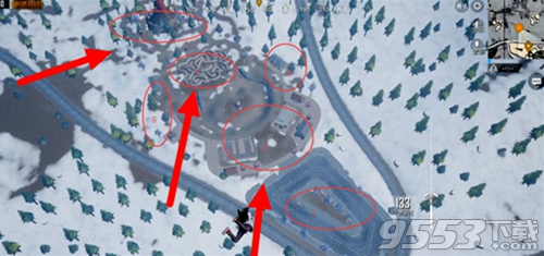 刺激战场空降在雪地恐龙公园的房顶怎么做 刺激战场雪地恐龙公园的房顶在哪