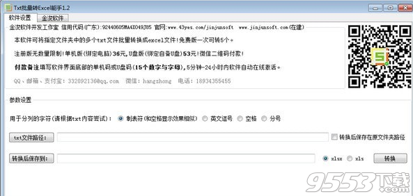 金浚txt批量转excel能手