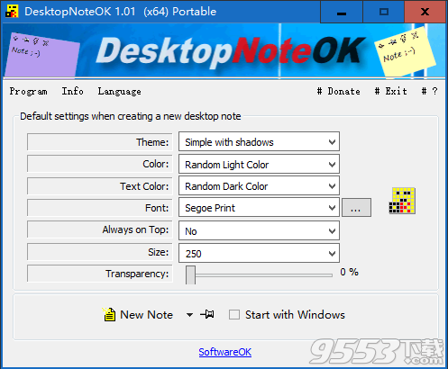 DesktopNoteOK(桌面便签小工具) v1.01免费版