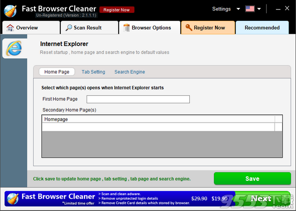 Fast Browser Cleaner(浏览器清理工具) v2.1.1.1免费版