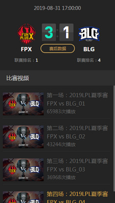 2019lpl夏季赛季后赛FPX vs BLG比赛视频直播 8月31日FPX vs BLG视频重播回放