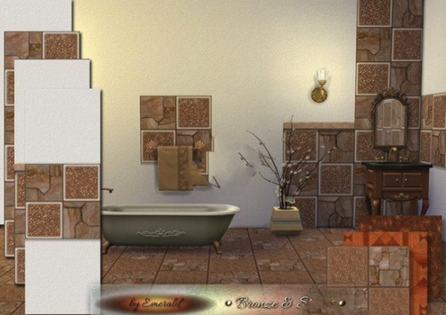 模拟人生4浴室青铜石头墙面MOD